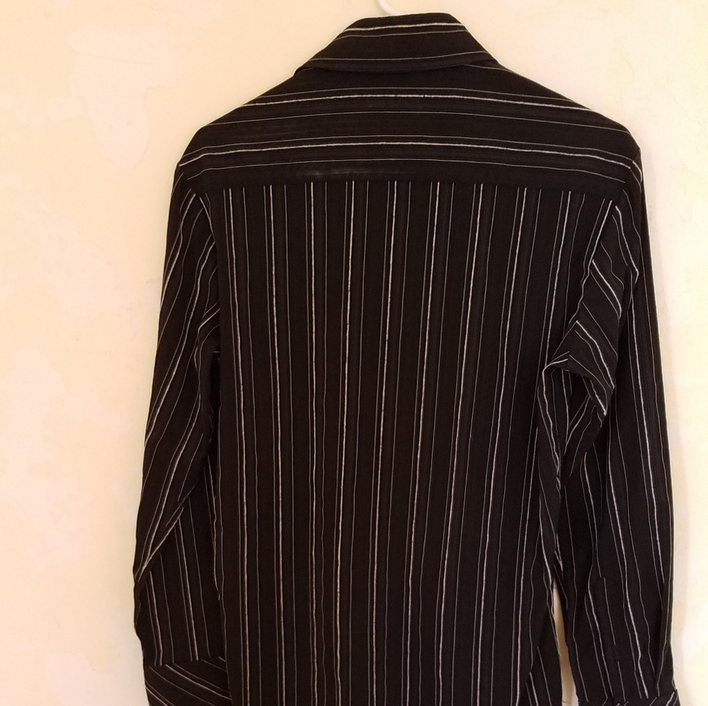 7 Diamonds Black & White Striped Dress Shirt Sz S - Picture 2 of 6